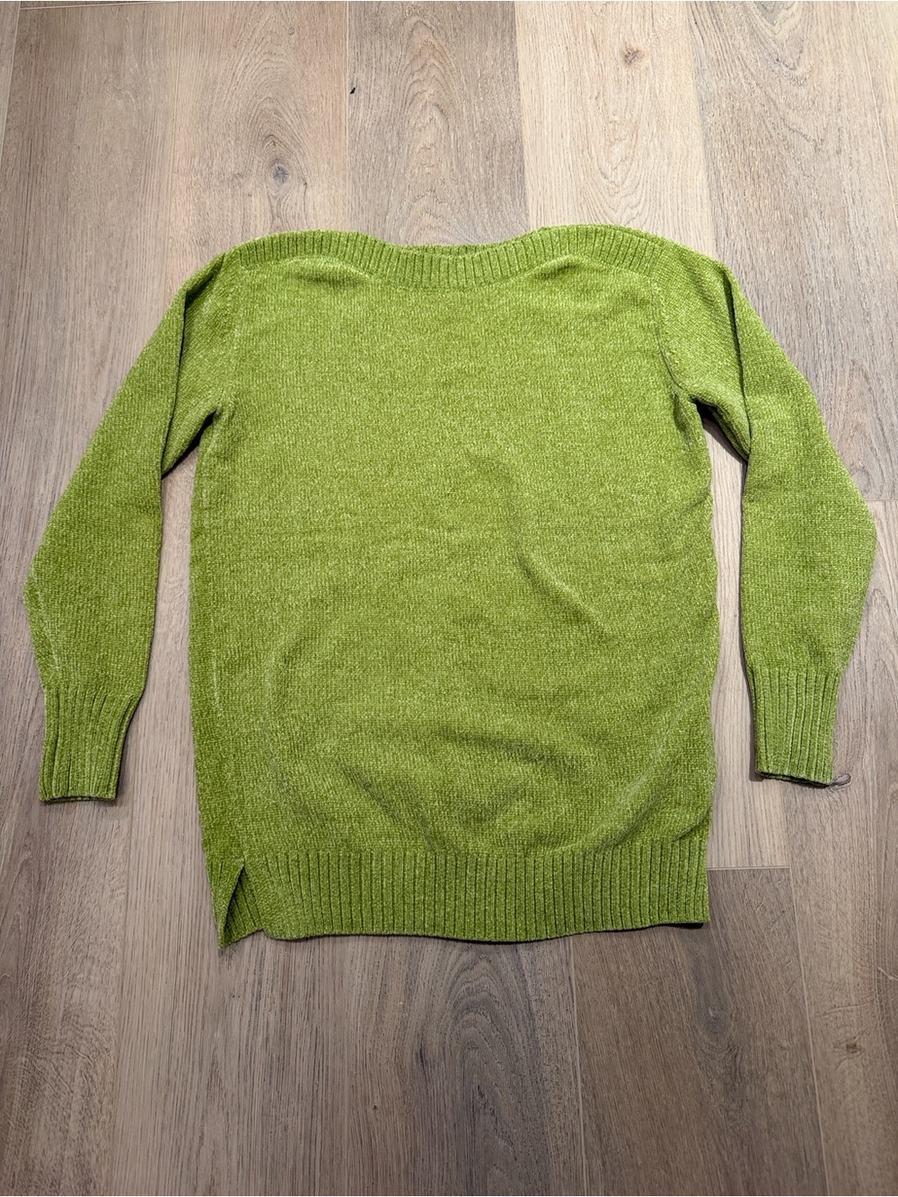 NWOT Belle by Kim Gravel Chartreuse Green Boatneck Knit Sweater